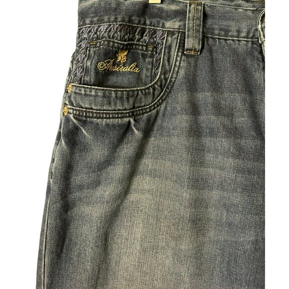 Coggi Australian Men's Embellished Denim Jeans 40 x 34 Medium Wash Applique - Picture 3 of 8